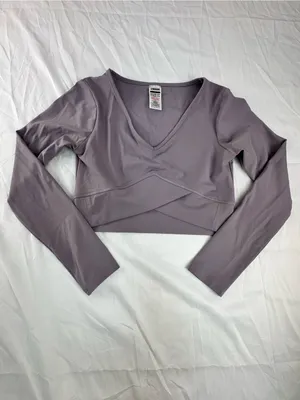 Gymshark Lavender Wrap-Front Long Sleeve Crop Top thumbnail 7