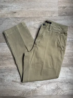 Quince Organic Stretch Cotton Twill Straight Leg Cropped Pants Olive size 2 thumbnail 3