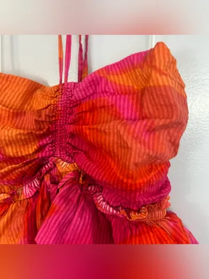 Circus NY Elyse Halter Pink/Orange Sleeveless Ruffle Mini Romper Size Medium Pink thumbnail 6