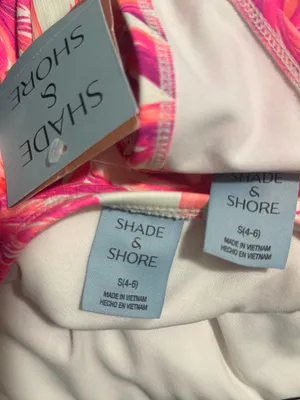 Shade & Shore Pink Palm Print Girls Two-Piece Swim Set thumbnail 4