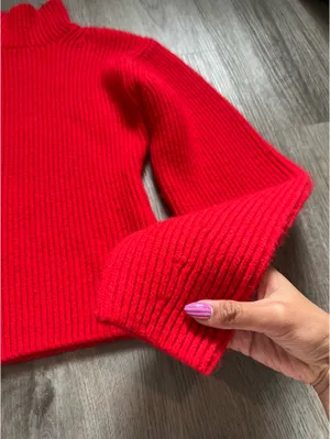 H&M Red Knitted Fitted Turtleneck Sweater thumbnail 2