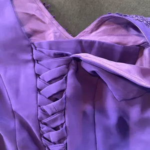 Purple Chiffon Formal Dress Floral Detail Corset Back Matching Jacket Size 12 thumbnail 11
