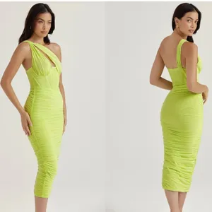 HOUSE OF CB 'Valentina'Lime neon‎ Asymmetric Cutout Midi Dress/Size XS plus cup thumbnail 8