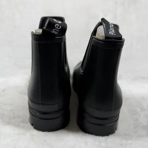 Planone Womens Chelsea Rain Boots Black Rubber Waterproof Ankle Lug Sole 37 US 7 thumbnail 6