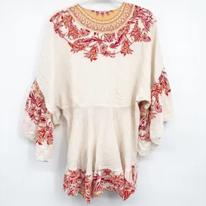 Free People Womens Sunset Dream Printed Boho Hippie Bell Sleeve Tunic Top Size S thumbnail 6