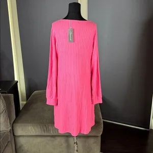 Women’s Fantaslook Pink Square Neck Long Sleeve Babydoll Sweater Dress Size XL thumbnail 4
