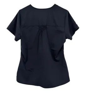Greys Anatomy Scrub Top Womens Medium Grey V-Neck Back Barco Flaws Shown thumbnail 5