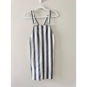 Vince Camuto Blue White Striped Denim Overall Pinafore Dress Size XS Preppy thumbnail 2