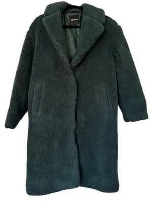 Madewell (Re)sourced Sherpa Teddy Coat NC578 Womens Medium Green Boucle Plush thumbnail 5