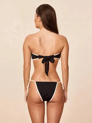 🖤New🤍 Monday Swimwear Le Marais Bikini Bottom - Black/Ivory - Medium thumbnail 4