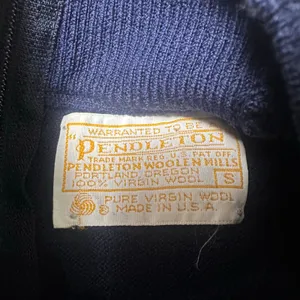 Vintage Pendleton Navy Blue Mock Neck Virgin Wool Top thumbnail 4