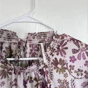 Free People Clarissa Purple Floral Blouse thumbnail 3