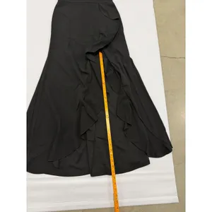 Woosea Womens Black High Neck Ruffle Front Slit Maxi Evening Gown Dress Size M thumbnail 3