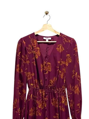Chelsea28 Maxi Dress Burgundy Size XS Floral Coastal Wedding Bohemian Flowy Cute thumbnail 6