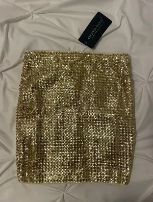 Gold Sequin Mini Skirt Size M thumbnail 1