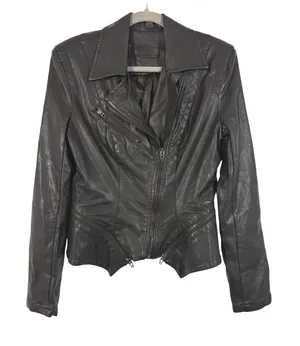 BlankNYC Black Vegan Leather Asymmetrical Moto Jacket XS thumbnail 1