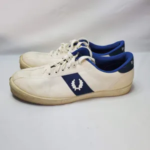 Vintage 70s Womens US 9 Fred Perry White Canvas‎ Low Trainer Shoes Sneakers Box thumbnail 3