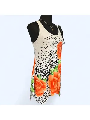 Vintage Y2K fairycore rhinestone rose leopard print tunic top size small 🖤 thumbnail 3