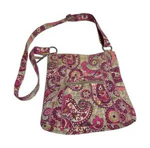 Vera Bradley Crossbody Pink Gray Paisley Medium Pockets Zippered Women's RR-1‎ thumbnail 1