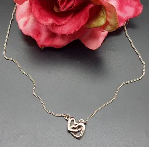 Adorable GUESS Rose Gold Tone Double Heart Pendant Necklace Dainty 16" Long thumbnail 1