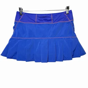 Lululemon Women's Run Skirt Size 6 Blue Pleated‎ Back Hidden Zipper Pocket thumbnail 3