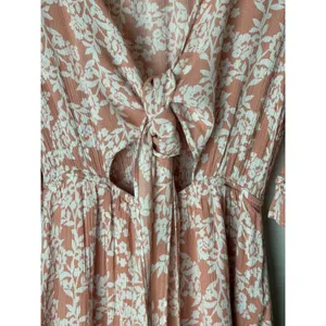 Hello Molly Floral Romper Women XS Pink Ruffle Tie Front Cutout Boho Cottagecore thumbnail 7