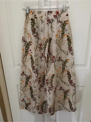 Free People Menorca taupe multi floral print wide-leg cropped pants 25 thumbnail 5