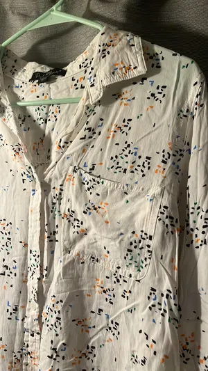Velvet Heart Button Down White Blouse Colorful Dots thumbnail 3