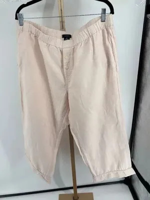 J.Crew Linen Cotton Cropped Wide Leg Pants Size XL Pink thumbnail 1
