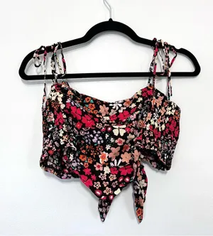 Free People NWOT Ava Floral Reversible Micro Top Large thumbnail 4
