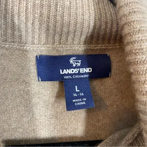 Lands' End Women's 100% cashmere Turtleneck Sweater Tan size large 14-16 luxury‎ thumbnail 2