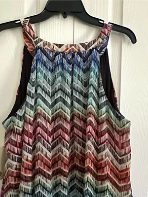 Tacera Multicolor Chevron Sleeveless V-Neck Lined Summer Dress Size XL NEW thumbnail 15