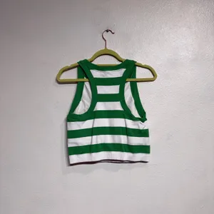JoyLab Green White Striped Crop Tank Top Sz XL thumbnail 8
