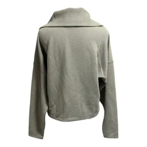 Spanx AirEssentials Size XS French Rib Half Zip Pullover Sweatshirt Sage Brush thumbnail 3