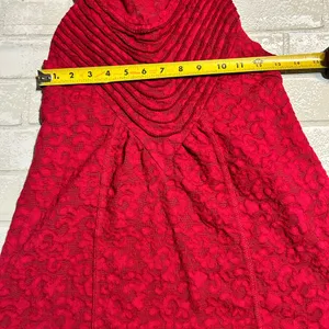 Free People Vibrant Red Textured Tank Top thumbnail 5