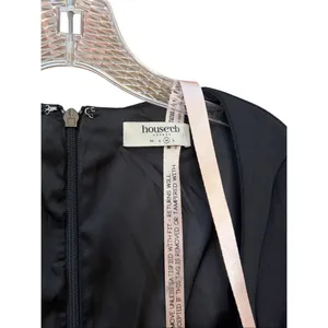 House of CB Elize Mini Dress Black Size Medium NWT Club Outfit Long Sleeve thumbnail 6