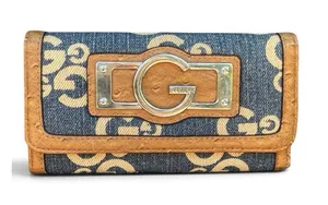 G By Guess Slim Amore Wallet 90s Y2K Monogram Denim Faux Gator Leather thumbnail 1