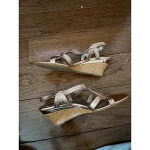 Sofft Rose Gold Metallic Leather Strappy Cork‎ Wedge Sandals Womens 9M thumbnail 7