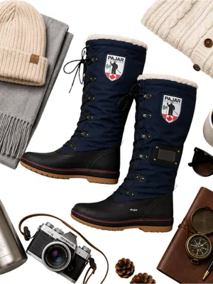 Pajar Canada Waterproof Fleece Lined Tall Winter Boots Navy Women’s 6–6.5 EUC thumbnail 2