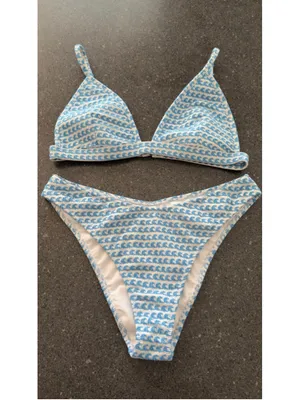 Seafolly Powder Blue & White Mesh Bikini Set size S thumbnail 7