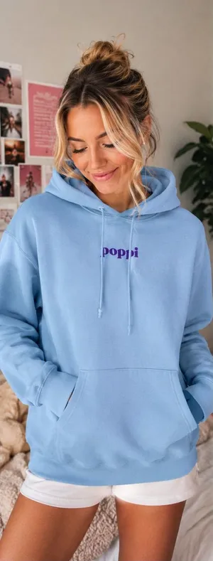 Poppi x Target Light Blue Graphic Hoodie Women’s Small thumbnail 1