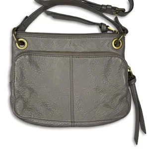 Fossil Purse Crossbody Grey Pebbled Leather‎ Purse Adjustable Strap Zip Pockets thumbnail 4