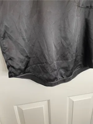 BB Dakota Black Satin Short-Sleeve Pajama Set with Drawstring Pants Size Small thumbnail 5