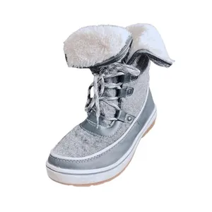 Time And Tru‎ Womens Size 6 Gray Snow Boots High Top Foldable Faux Fur thumbnail 4