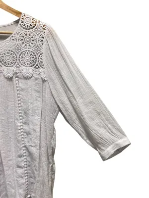 Anthropologie Fig And Flower Gauzy Top White Size XL Boho Cottagecore Coastal thumbnail 10