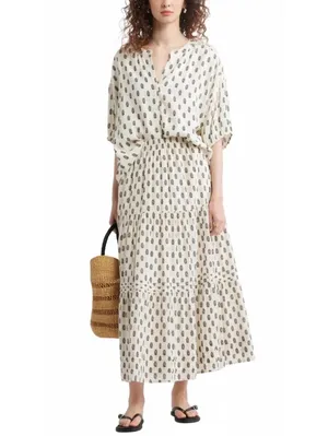 Treasure & Bond Tiered Maxi Skirt NWT Ivory Olive Block Floral XXL thumbnail 7