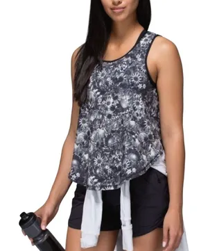 Lululemon Run Split Singlet Tank Top Size 8 Flowabunga Black Angel Wing Black thumbnail 1