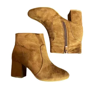 Top Moda‎ Women's Ankle Booties Brown Round Toe Block Heel Side Zip Size 7 thumbnail 2