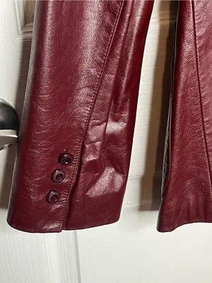 Etienne Aigner Vintage Oxblood Leather Blazer Style Jacket 80s Sz 14 thumbnail 10