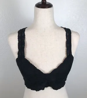 ‎Intimately Free People black racerback lace bralette S thumbnail 1